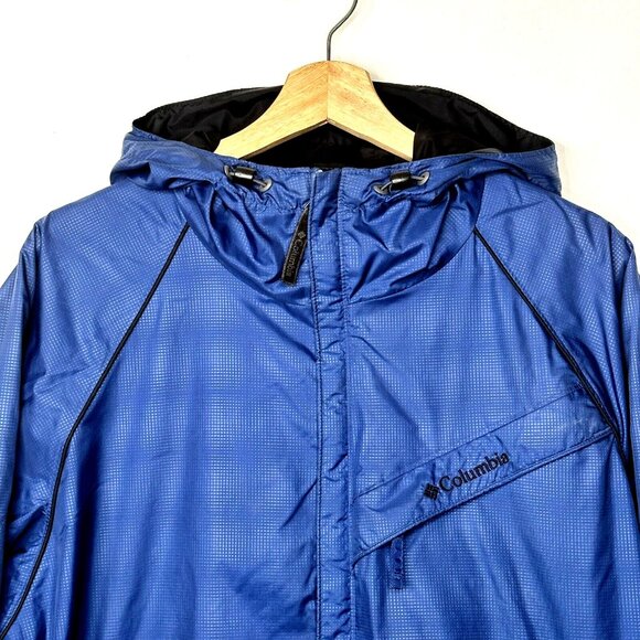 Columbia Mens Jacket Outdoor Hooded Windbreaker Full Zip Hiking Camp Blue Large - Picture 3 of 16